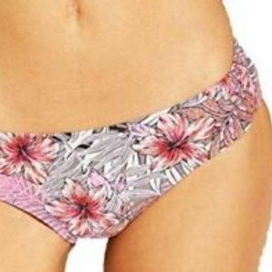Xhilaration Floral Grey Pink Ruching Bikini Bottom